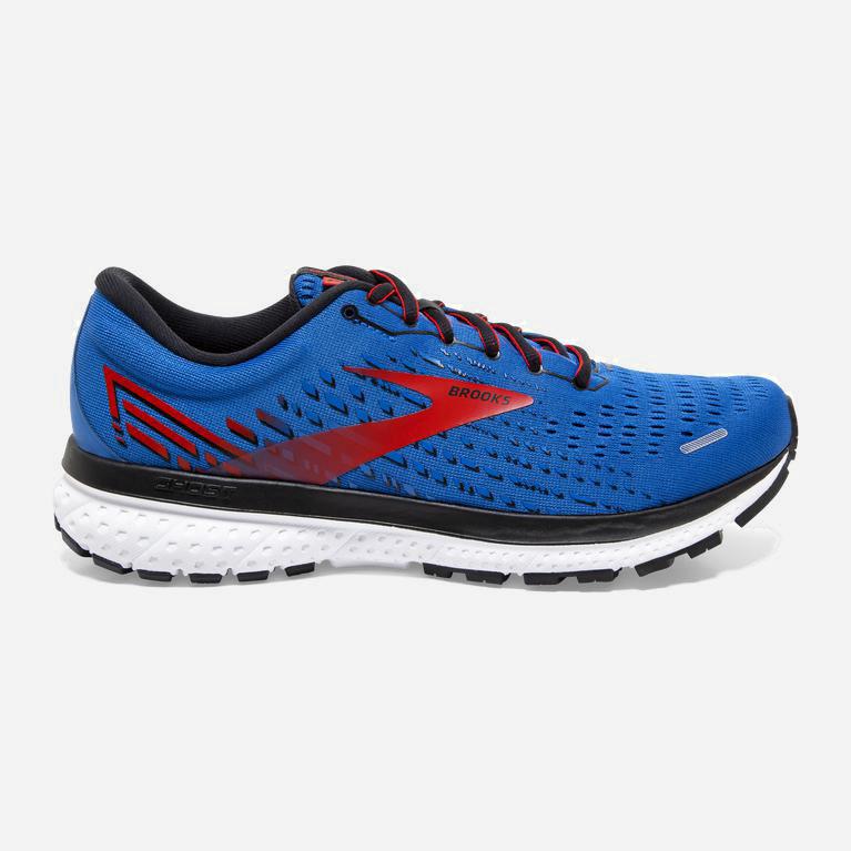 Brooks Men's Ghost 13 Road Running Shoes Singapore - Blue/Red/White (56834-CISO)